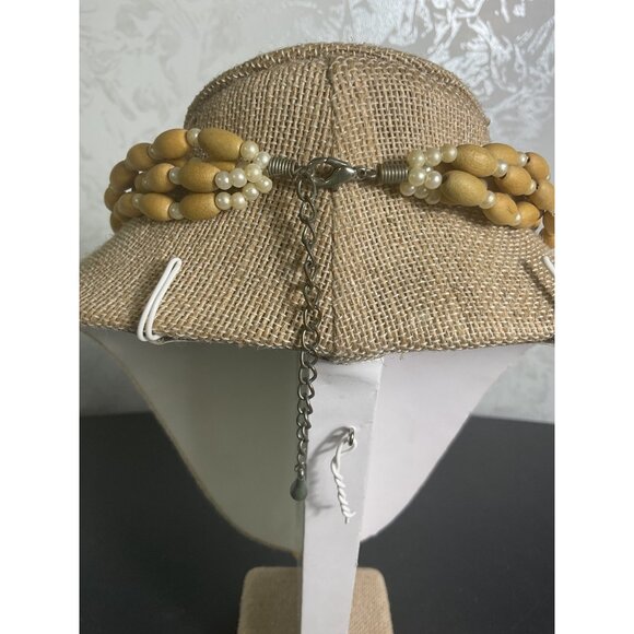 Handcrafted Wooden & Bead Multistrand Necklace With Pendant - Picture 4 of 5